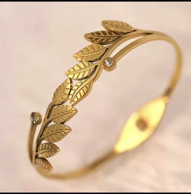Classic Stainless Steel Leaves Charm Bracelet 